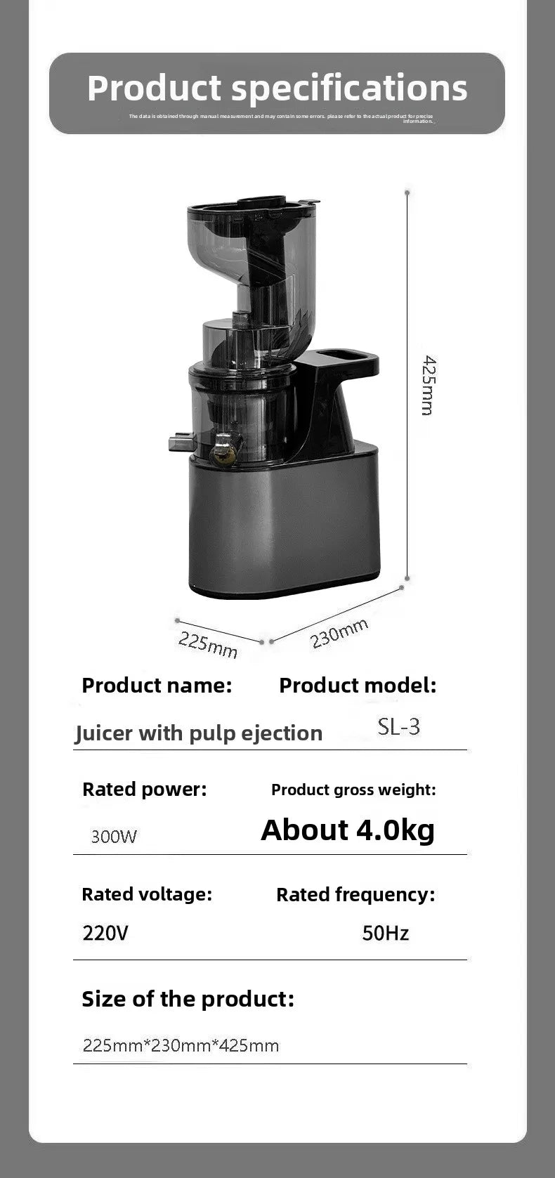 2L Stainless Slow Juicer